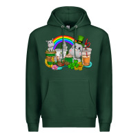 Sports Green St. Patrick's Hippopotamus coffee cups Premium Hoodie - CowGirlArtShop