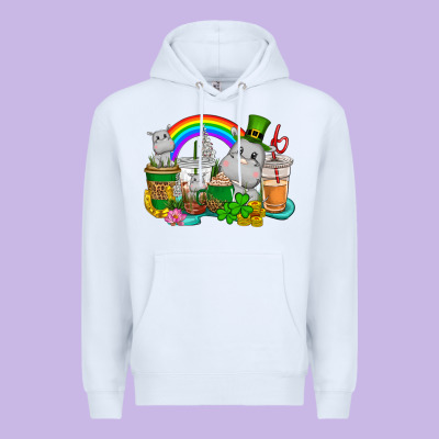 St. Patrick's Hippopotamus Coffee Cups Premium Hoodie Designed By Cowgirlartshop