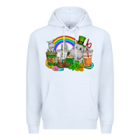White St. Patrick's Hippopotamus coffee cups Premium Hoodie - CowGirlArtShop