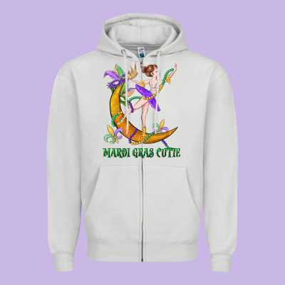 Mardi Gras Cutie Zipper Hoodie Designed By Cowgirlartshop