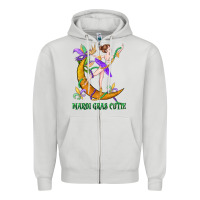 Dove Grey mardi gras cutie Zipper Hoodie - CowGirlArtShop