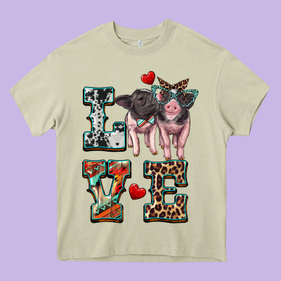 Love Baby Pigs Heavy Core Tee Designed By Artiststas