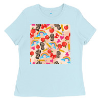 Baby Blue back to school seamless pattern 1 (3600x3600) Ladies Tee - AdoDesignShop
