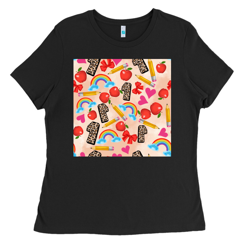 Back To School Seamless Pattern 1 (3600x3600) Ladies Tee by AdoDesignShop | Teevron