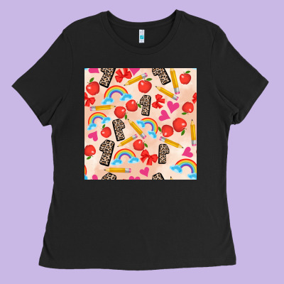 Back To School Seamless Pattern 1 (3600x3600) Ladies Tee Designed By Adodesignshop