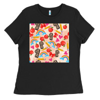 Black back to school seamless pattern 1 (3600x3600) Ladies Tee - AdoDesignShop