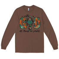 Chestnut with god all things are possible gemstone cross Long Sleeve Tee - Jasminsmagicworld