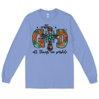 Colony Blue with god all things are possible gemstone cross Long Sleeve Tee - Jasminsmagicworld