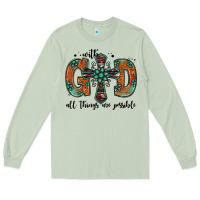 Matcha with god all things are possible gemstone cross Long Sleeve Tee - Jasminsmagicworld