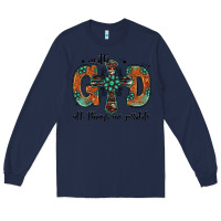 Navy with god all things are possible gemstone cross Long Sleeve Tee - Jasminsmagicworld