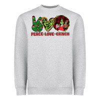 Heather Grey Peace Love Grinch Heavyweight Sweatshirt - Bettercallsaul