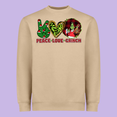 Peace Love Grinch Heavyweight Sweatshirt Designed By Bettercallsaul