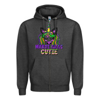 Charcoal Heather mardi gras cutie unicorn Zipper Hoodie - CowGirlArtShop
