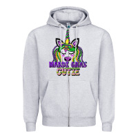 Heather Grey mardi gras cutie unicorn Zipper Hoodie - CowGirlArtShop