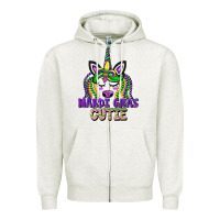 Oatmeal Heather mardi gras cutie unicorn Zipper Hoodie - CowGirlArtShop