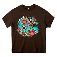 Chocolate Brown race sunflower patches Heavy Core Tee - AdoDesignShop