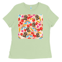 Matcha back to school seamless pattern 2 (3600x3600) Ladies Tee - AdoDesignShop