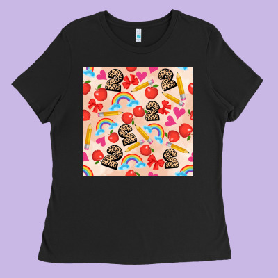 Back To School Seamless Pattern 2 (3600x3600) Ladies Tee Designed By Adodesignshop