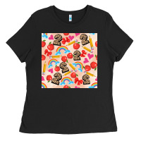 Black back to school seamless pattern 2 (3600x3600) Ladies Tee - AdoDesignShop
