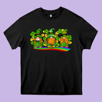 St Patricks Day Gnomes Shamrock Gold Rainbow Heavy Core Tee Designed By Artiststas