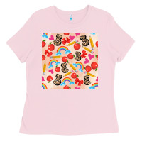 Bubblegum Pink back to school seamless pattern 3 (3600x3600) Ladies Tee - AdoDesignShop