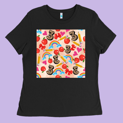 Back To School Seamless Pattern 3 (3600x3600) Ladies Tee Designed By Adodesignshop