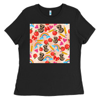 Black back to school seamless pattern 3 (3600x3600) Ladies Tee - AdoDesignShop