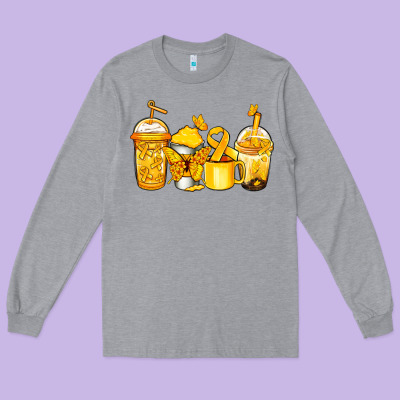 Childhood Cancer Coffee Long Sleeve Tee Designed By Jasminsmagicworld