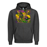 Charcoal Heather mardi gras fleur de lis Zipper Hoodie - CowGirlArtShop