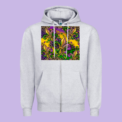 Mardi Gras Fleur De Lis Zipper Hoodie Designed By Cowgirlartshop