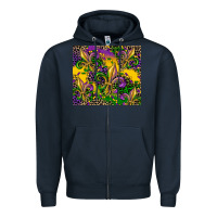 Navy mardi gras fleur de lis Zipper Hoodie - CowGirlArtShop