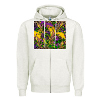 Oatmeal Heather mardi gras fleur de lis Zipper Hoodie - CowGirlArtShop