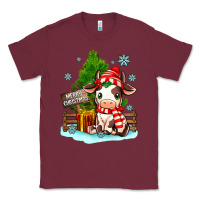 Burgundy merry christmas cow Classic Tee - MaliasSmallBusiness