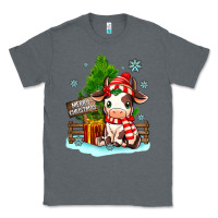 Charcoal Heather merry christmas cow Classic Tee - MaliasSmallBusiness