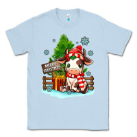 Dusty Blue merry christmas cow Classic Tee - MaliasSmallBusiness