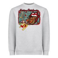 Heather Grey Merry Christmas Lips Santa Heavyweight Sweatshirt - Bettercallsaul