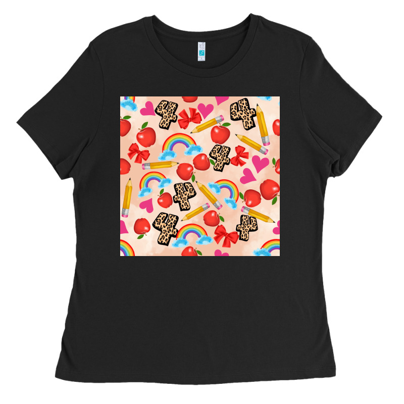 Back To School Seamless Pattern 4 (3600x3600) Ladies Tee by AdoDesignShop | Teevron