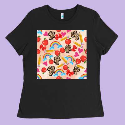 Back To School Seamless Pattern 4 (3600x3600) Ladies Tee Designed By Adodesignshop