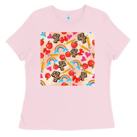Bubblegum Pink back to school seamless pattern 4 (3600x3600) Ladies Tee - AdoDesignShop