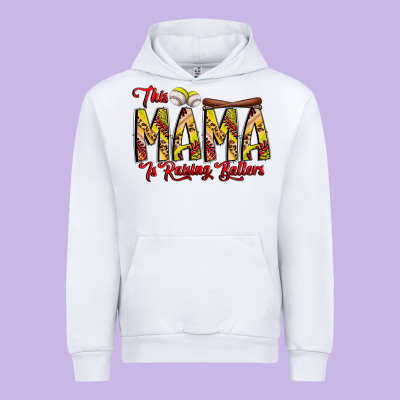 This Mama Is Raising Ballers Softball And Baseball Urban Hoodie Designed By Cowhidedigitalart