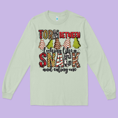 Torn Between Looking Like A Snack And Eating One Christmas Cake Long Sleeve Tee Designed By Jasminsmagicworld