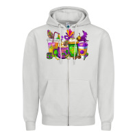Dove Grey mardi gras coffee cups cowgirl Zipper Hoodie - CowGirlArtShop