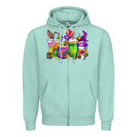 Seafoam mardi gras coffee cups cowgirl Zipper Hoodie - CowGirlArtShop