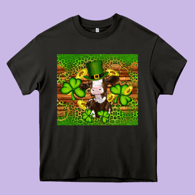 St Patricks Day Cow Heavy Core Tee Designed By Artiststas