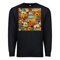 Black Western Horse Sunflowers Gemstone Seamless Pattern Premium Sweatshirt - FaDigitalArtStudio