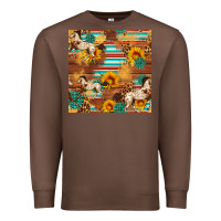 Chestnut Western Horse Sunflowers Gemstone Seamless Pattern Premium Sweatshirt - FaDigitalArtStudio