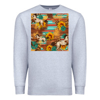 Heather Grey Western Horse Sunflowers Gemstone Seamless Pattern Premium Sweatshirt - FaDigitalArtStudio