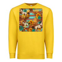 Lemon Western Horse Sunflowers Gemstone Seamless Pattern Premium Sweatshirt - FaDigitalArtStudio
