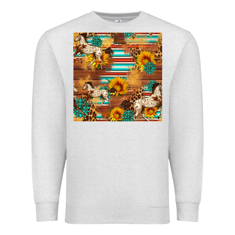 Western Horse Sunflowers Gemstone Seamless Pattern Premium Sweatshirt by FaDigitalArtStudio | Teevron