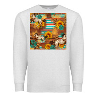 Oatmeal Heather Western Horse Sunflowers Gemstone Seamless Pattern Premium Sweatshirt - FaDigitalArtStudio